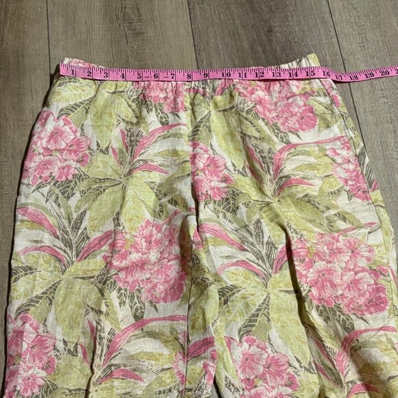 J.JILL Floral Crop Linen Pants Size Petite Small - Picture 6 of 11